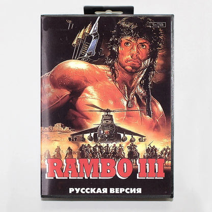 Rambo III 16Bit MD Game Cartridge with RU Box for Sega Megadrive Genesis Systems