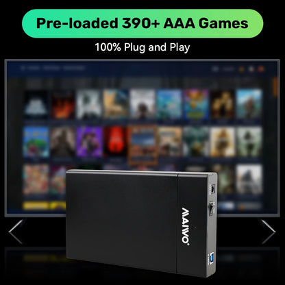 Portable External 12T Game HDD Game Console for PC Playnite System with 380+ AAA Retro Games for PS2/PS3/PS4/WiiU/MAME/PS1/PSP