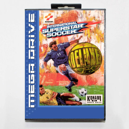 International Superstar Soccer Deluxe with EUR/BR Box for 16 Bit Sega MD game Cartridge Megadrive Genesis system