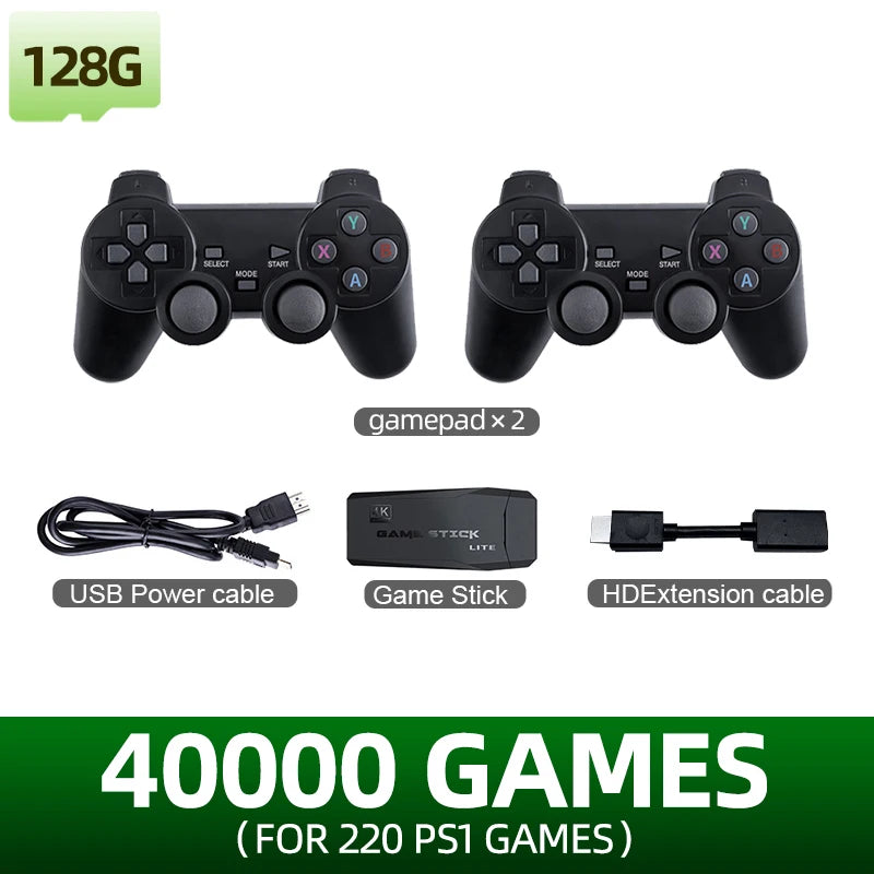 M15 Video Game Console 4K Game Stick Built-in 41000 Retro Games For PS1 NES Mame SNES SEGA Everdrive 15+Emulator Save/Search/Add