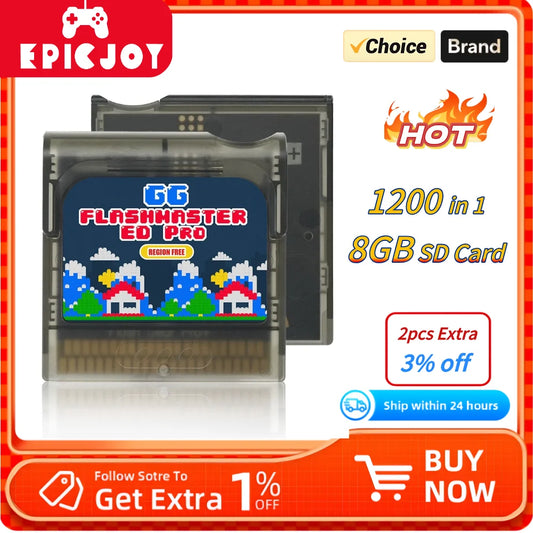 2025 New Upgrade Game Gear Cartridge FlashMaster Cart  With 8GB TF Card With 1200+ Games For Sega Game Gear GG Console