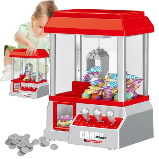 Mini Claw Machine Retro Claw Machine Arcade Game Cool Fun Mini Candy Grabber Prize Dispenser Vending Toy Gift With 24 GameCoins