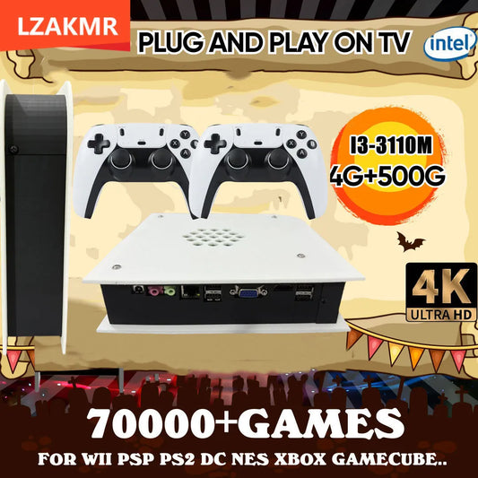 LZAKMR 60+Emulators 500GB Retro Game Console M15 Batocera 1037U 70000+Games For Wii PS2 PSP GameCube N64 Wireless handle