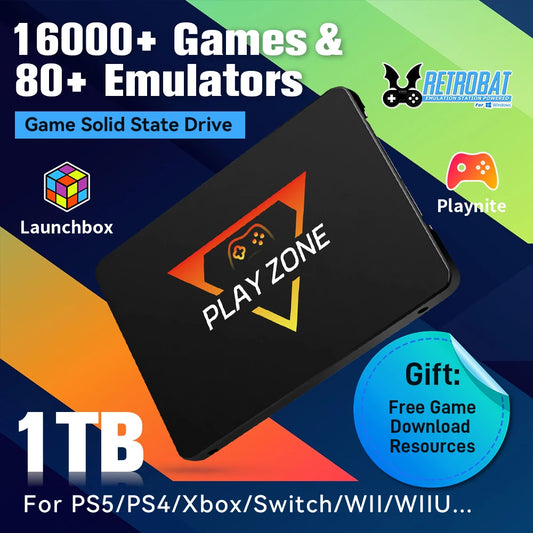 Portable Retro Game SSD PlayZone 1TB Launchbox/Playnite/Retrobat Emulator Game HDD For PS5/Xbox/Switch/PS4/PS3 With 16000+ Games