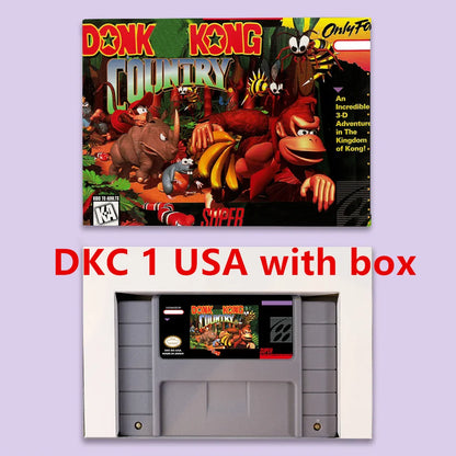 Donkey Game Country Kong 1 2 3 Competition RPG game for SNES 16 bit USA NTSC or EUR PAL Video Game Consoles Cartridge