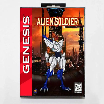 Alien Soldier MD Game Card with Box for 16 Bit Sega Megadrive Genesis system