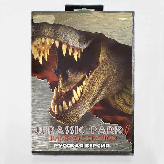 Jurassic Park Rampage Edition 16Bit MD Game Cartridge with RU Box for Sega Megadrive Genesis Systems