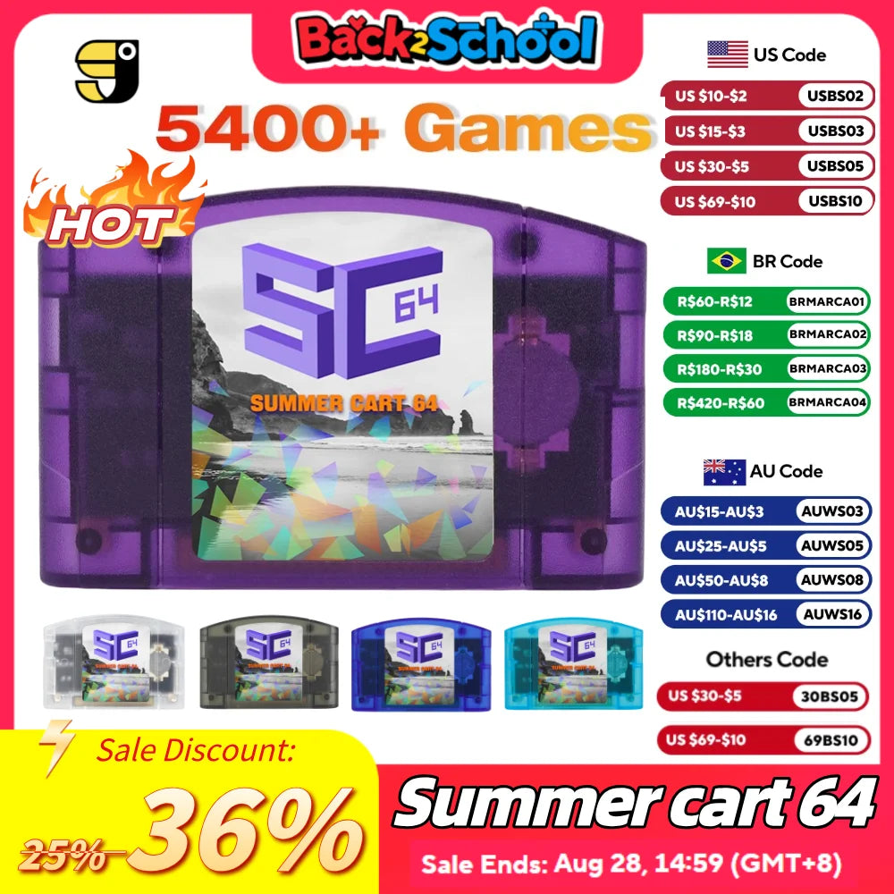 EPICJOY SummerCart 64 Open Source N64 Game Card For Nintendo 64 Game Console 32GB SD Card Compatibility 5400+ games & 64DD Games