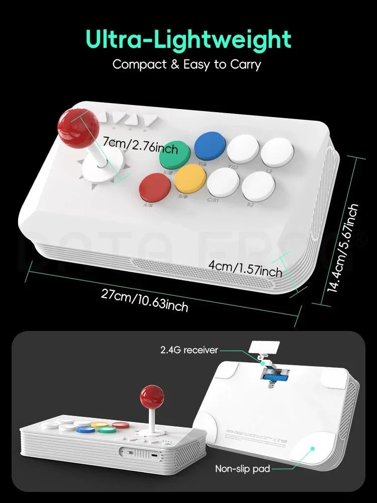 DATA FROG Y5A Wireless Arcade Fight Stick for Switch 2/Windows with Bluetooth & 2.4G Receiver, Joystick Game Controller