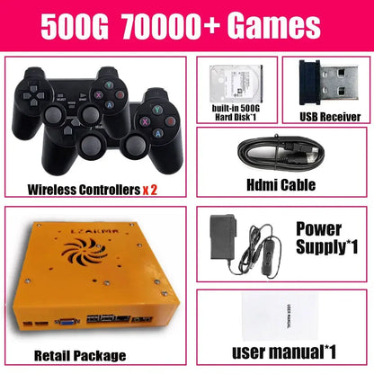 LZAKMR M8 Plug and Play Retro I3-3110M Game Console 500G HDD 70000+Games For Wii PS2 N64 PSP GameCube N64 Wireless handle