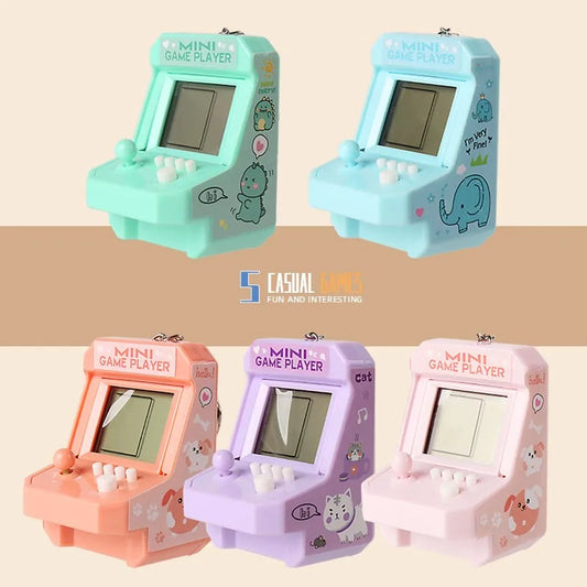Mini Portable Game Console With Keychain Children Handheld Puzzle Retro Arcade Cute Bag Pendant