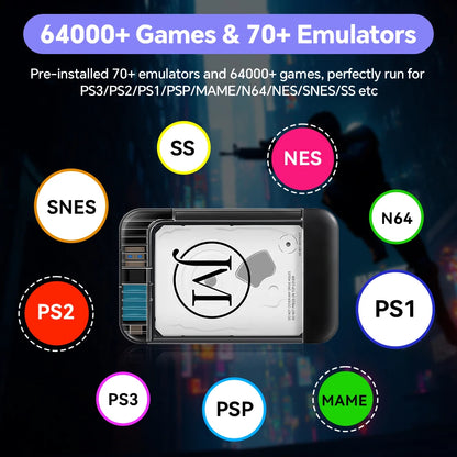 JMachen 500GB Gaming HDD Retrobat System Retro Video Game Console with 64600+Games&70+Emulators for PS3/PS2/PS1/PSP/MAME/N64/NES