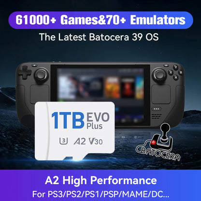 Batocera 39 OS Gaming Card For Steam Deck/Win Handheld Console/PC 1TB TF Card With 61000 Retro Games For PS3/PS2/PS1/PSP/MAME/DC