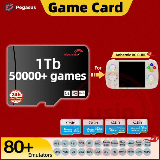 Game Card For Anbernic RG CUBE Memory TF Retro Games PS2 PSP PS1 3DS Android Handheld Gaming Console Gaming High Speed Pegasus G