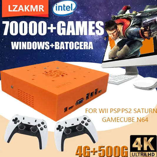 LZAKMR M8 Plug and Play Retro I3-3110M Game Console 500G HDD 70000+Games For Wii PS2 N64 PSP GameCube N64 Wireless handle