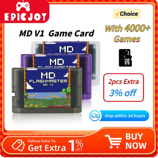 MD V1 Card 4000 in 1 With 8GB TF Card MD Game Card For Original Sega Genesis Mega Drive Master System
