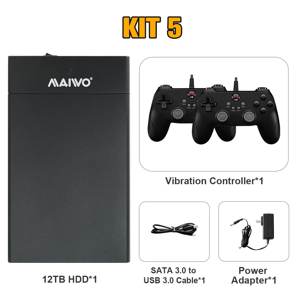 Portable External 12T Game HDD Game Console for PC Playnite System with 380+ AAA Retro Games for PS2/PS3/PS4/WiiU/MAME/PS1/PSP