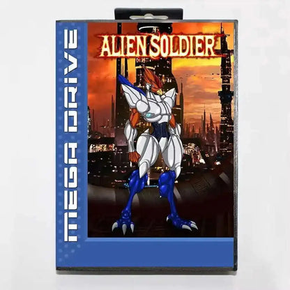 Alien Soldier MD Game Card with Box for 16 Bit Sega Megadrive Genesis system