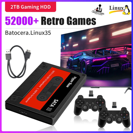 Hyper Base Batocera 2TB Gaming HDD Built-in 52000+ Retro Games With 80+ Emulators For PS2/PS1/PSP/MAME/Wii Plug&Play For WIN PC