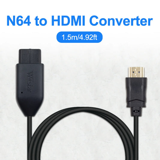 N64 to HDMI Converter N64 Adapter Game Cable 4.92ft Clear Signal for HDTV Monitor N64/SNES/SFC/GameCube Retro Gaming Upgrade