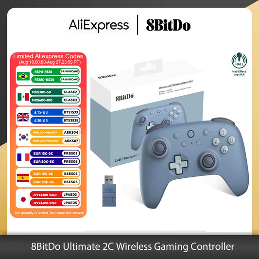 8BitDo - New Ultimate 2C Wireless 2.4G Gaming Controller with Hall Effect Joystick for PC Steam Deck Raspberry Pi Android