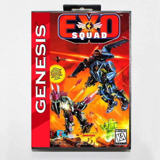 ExoSquad MD Game Card with Custom US Box for 16 Bit Sega Megadrive Genesis Console