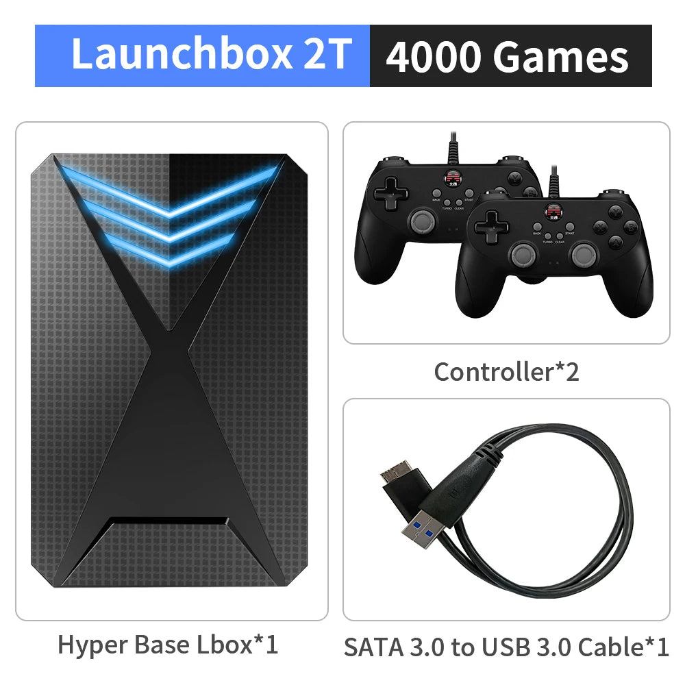 Hyper Base Lbox 2TB Gaming HDD Launchbox Portable External Hard Drive For PC 4000 3D Games For PS4/PS3/Switch/PS2/PS1/WII/WIIU