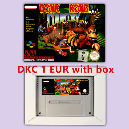 Donkey Game Country Kong 1 2 3 Competition RPG game for SNES 16 bit USA NTSC or EUR PAL Video Game Consoles Cartridge