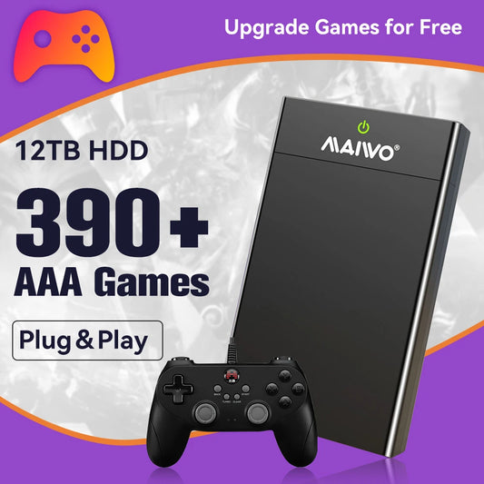 Portable External 12T Game HDD Game Console for PC Playnite System with 380+ AAA Retro Games for PS2/PS3/PS4/WiiU/MAME/PS1/PSP