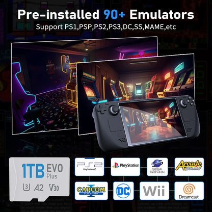 Game Card for Steam Deck with Batocera 40 Plug and Play Up to 40000 Retro Games for PS3/PS2/PS1/PSP/WII/WIIU/XBOX/SS Emulators