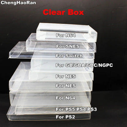 1piece Clear Transparent Game Cartridge Box Case  Games Plastic PET Protector for N64 NES SNES for ps5 ps4 ps3 GB GBA GBC Switch