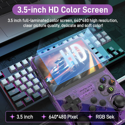 New R36S Retro Handheld Game Console 3.5 HD Screen with 18494 Games Emulators for PS1/PSP/N64/NES/SNES Dual 3D Joystick for Gift