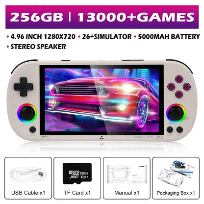 64G 128G 256G Portable Handheld Video Game Console 4.96'' IPS Screen Joystick RGB Lighting Smart Pro Retro Handheld Game Player