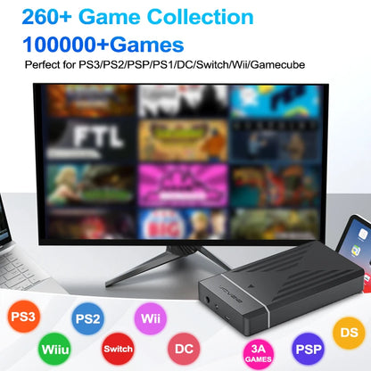 12TB Gaming HDD with Hyperspin&Launchbox&Retrobat&Playnite OS with 100000+ Retro Video Games for PS3/PS2/PS1/PSP/WII/WIIU/SWITCH