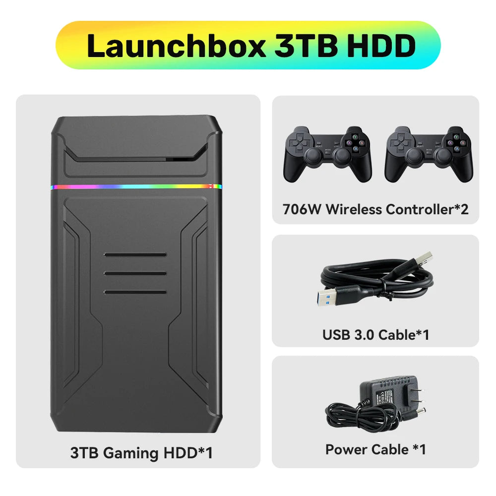 Launchbox 3T Portable Video Game Consoles With 10000+ Retro Games Emulator Console For N64/Xbox/PS3/PS2/GameCube/PS4/DS/PS1/PSP