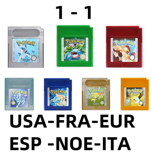16 Bit Video Game Cartridge Console GBC Card Pokemon Red Green Silver Crystal Blue Golden Yellow USA/EUR/FRA/ESP/ITA/NOE Version