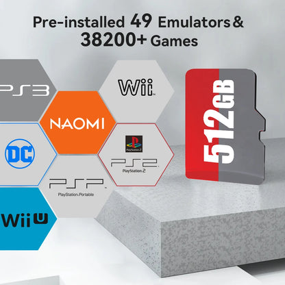 512G Game Card for ROG Ally/Ayaneo/OnexPlayer/Handheld Game Consoles/PC for PS3/PS2/SS/PS1/PSP/DC/MAME 50+Emulators＆38200+Games