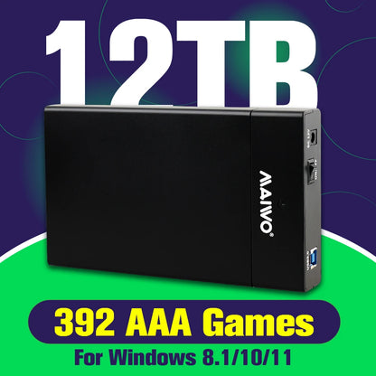 Playnite 12TB PC Game Hard Drive With 390 AAA Games For Windows 8.1/10/11 Plug&Play Game HDD For PS4/PS3/Switch/WII Game Console