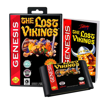 Retro Lost Vikings The 16bit  game cartridge for Sega Genesis Megadrive video game consoles