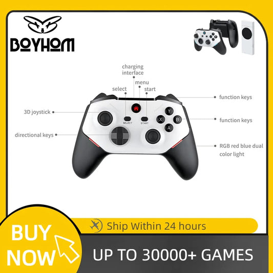 BOYHOM M88 Retro Video Game Consoles supports PS2/PS1/SS/DC/N64/MAME Super Console Rechargeable Wireless Game Controller RGB