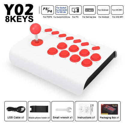 Y02 Arcade Joystick Rocker For PS4/Xbox One/Switch OLED/Androd/iOS Wired Wireless Street Fighter Control w Macro/Turbo Function