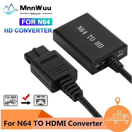For N64 To HDMI-compatible Converter HD Link Cable for N64/GameCube/SNES Plug and Play 1080P for Nintendo 64 To HD Converter