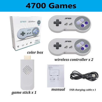 SF900 Retro Consola 16 Bit Game Stick 4700 Games HD Video Game Consoles for NES/SNES Wireless Controller