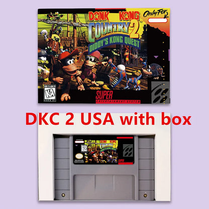 Donkey Game Country Kong 1 2 3 Competition RPG game for SNES 16 bit USA NTSC or EUR PAL Video Game Consoles Cartridge