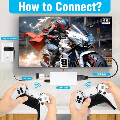 M15 Video Game Console 4K TV Game Stick 64G Built-in 20000 Games Retro Handheld Game Player With Wireless Gamepad Controller