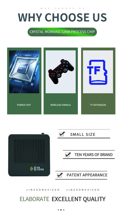 Ampown G11 Pro Video Game Box Retro Game Console 256G Built in 60000 Retro Games Ultra Low Latency Wireless Controller 4K Output