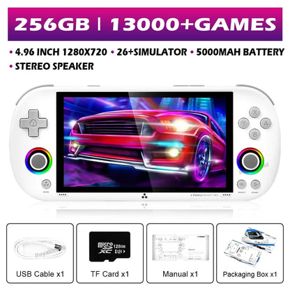 64G 128G 256G Portable Handheld Video Game Console 4.96'' IPS Screen Joystick RGB Lighting Smart Pro Retro Handheld Game Player