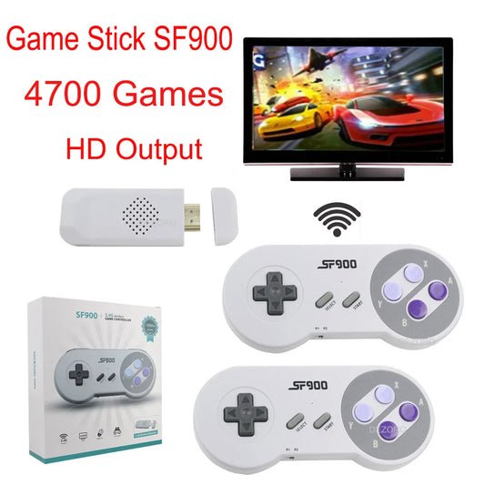 SF900 Retro Consola 16 Bit Game Stick 4700 Games HD Video Game Consoles for NES/SNES Wireless Controller