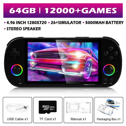 64G 128G 256G Portable Handheld Video Game Console 4.96'' IPS Screen Joystick RGB Lighting Smart Pro Retro Handheld Game Player