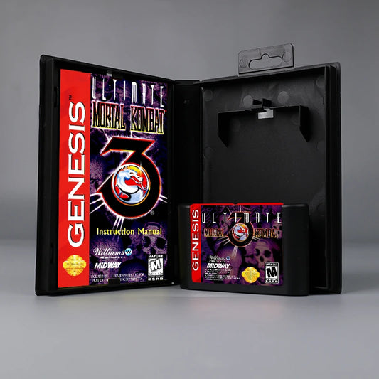 Ultimate Mortal Kombat 3 USA or EUR cover 16bit MD game card with box with manual for Sega Genesis Megadrive console